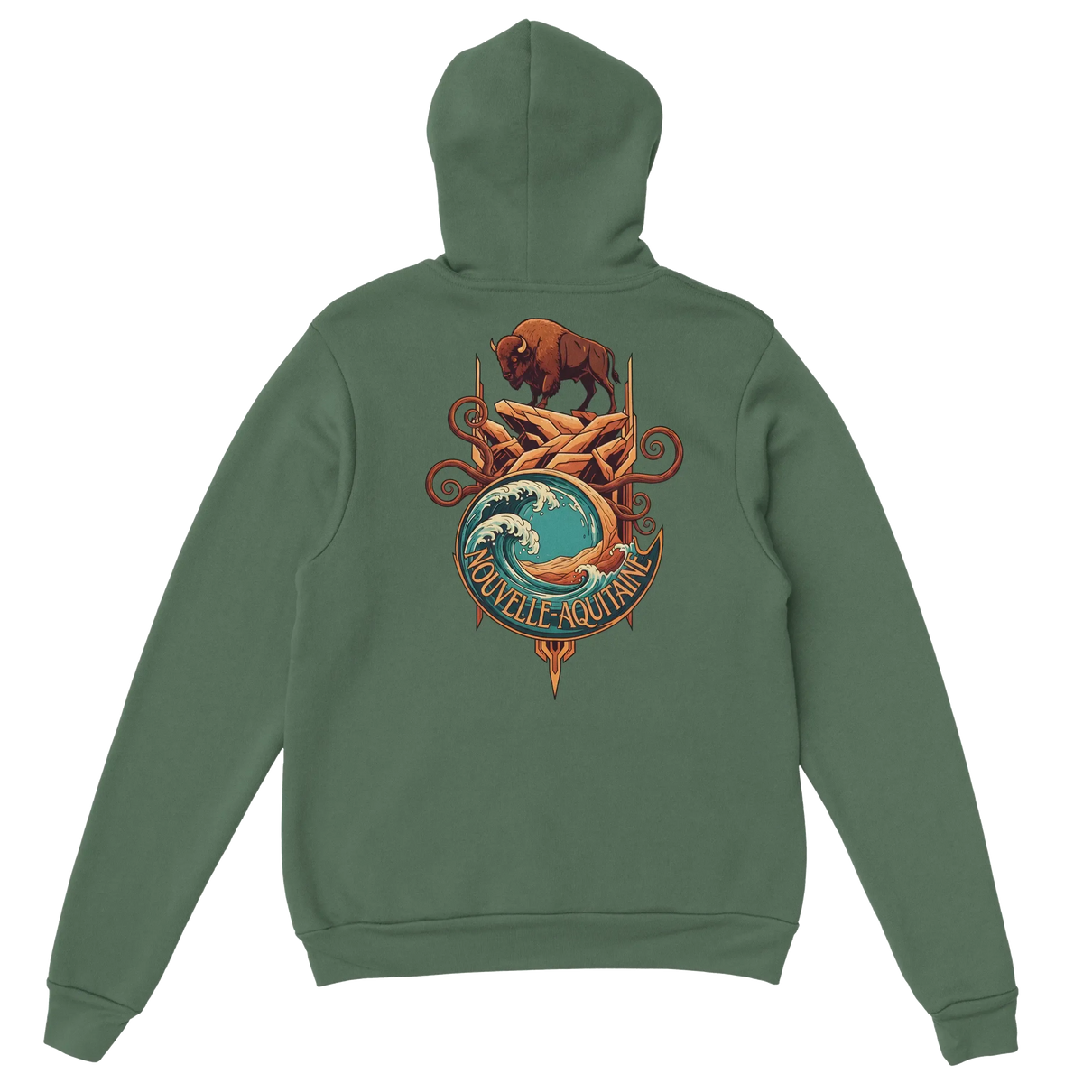 sweatshirt à capuche qualité supérieure France avec design de Nouvelle-Aquitaine sur le dos