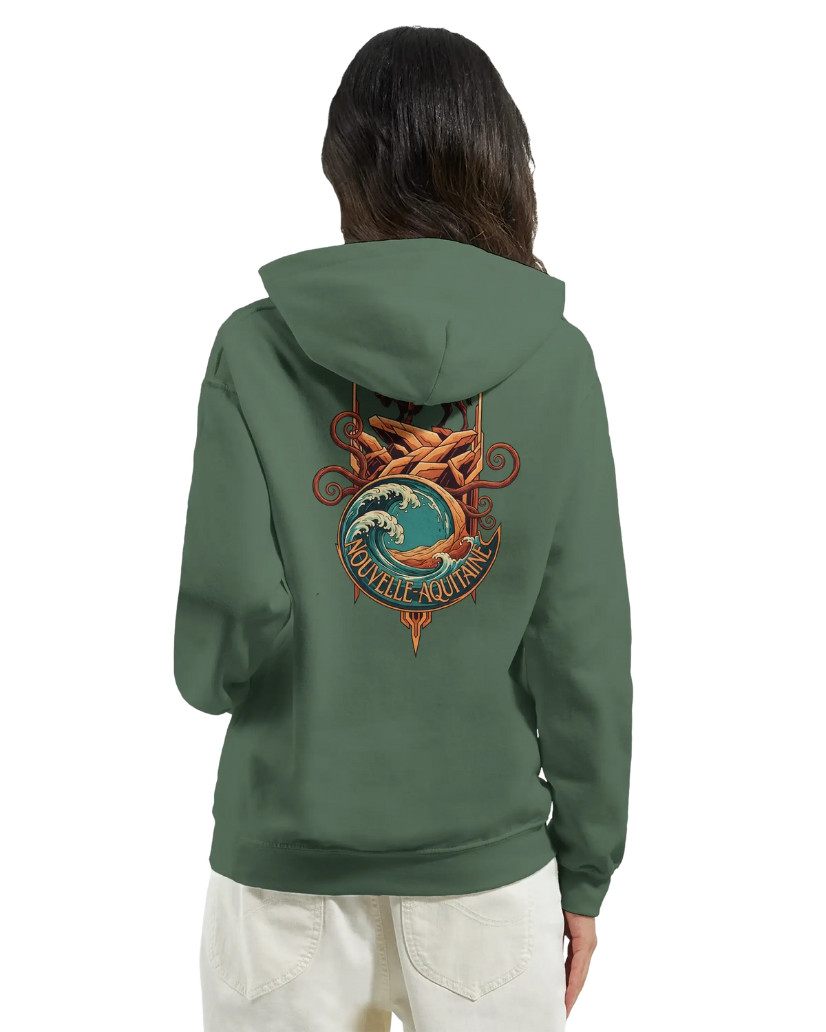 sweatshirt à capuche qualité supérieure France avec design Nouvelle-Aquitaine au dos