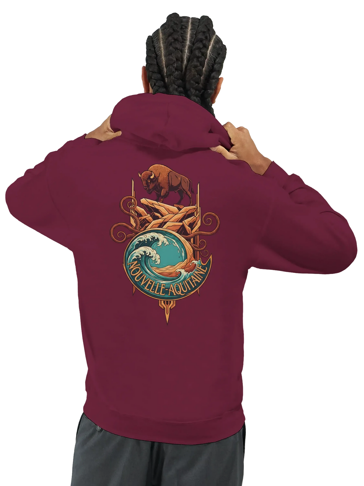 sweatshirt à capuche qualité supérieure France avec design Nouvelle-Aquitaine, confortable et stylé