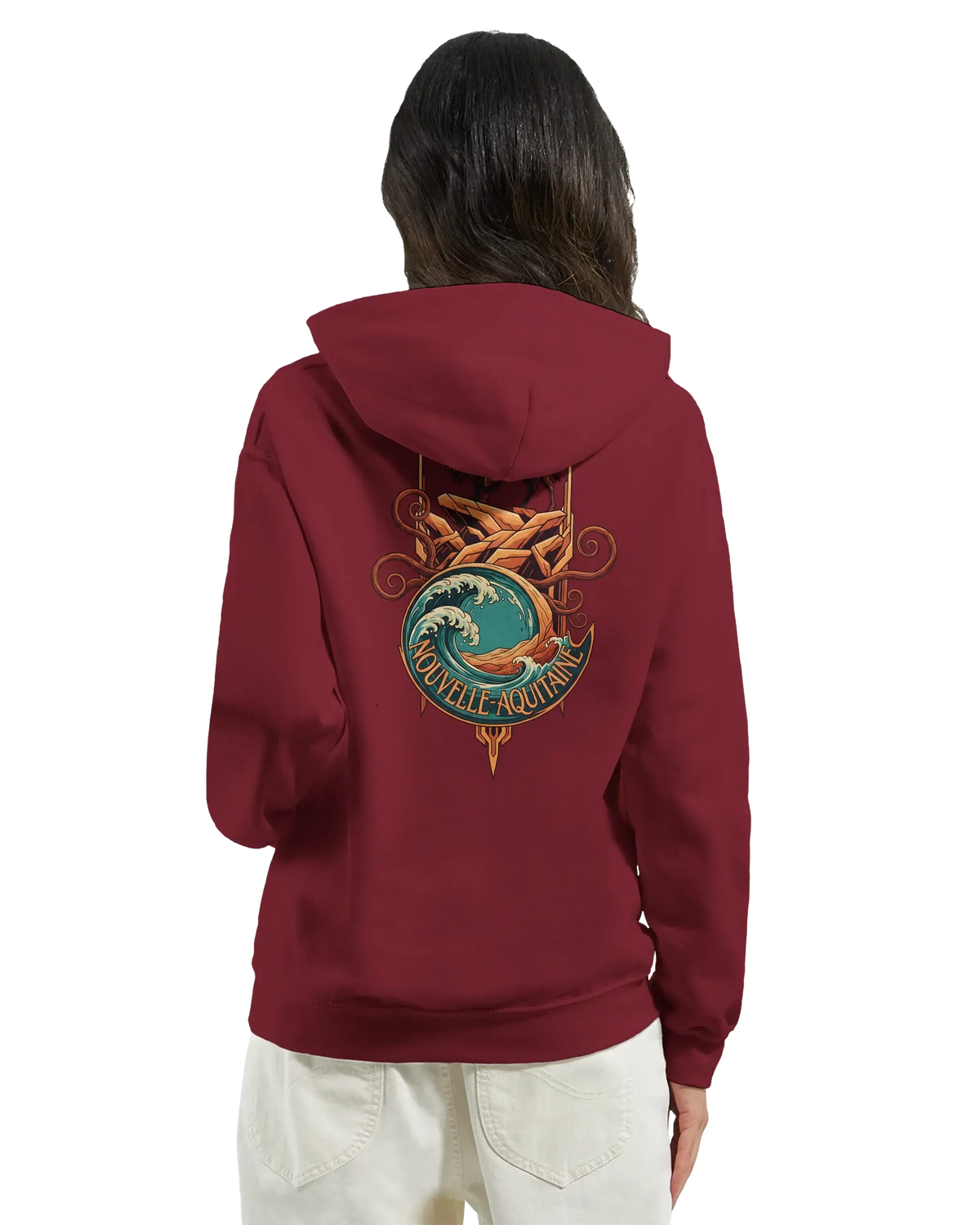 sweatshirt à capuche qualité supérieure France avec design Nouvelle-Aquitaine à l'arrière