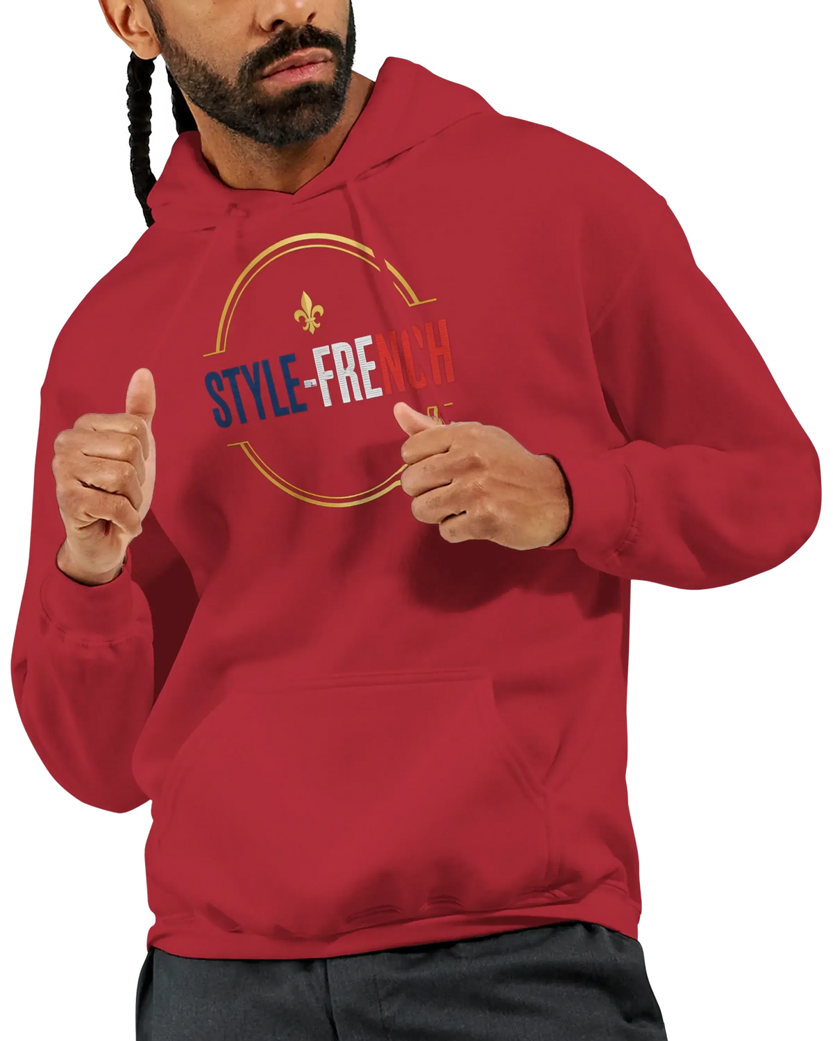 sweatshirt à capuche qualité supérieure France en rouge avec logo STYLE-FRENCH