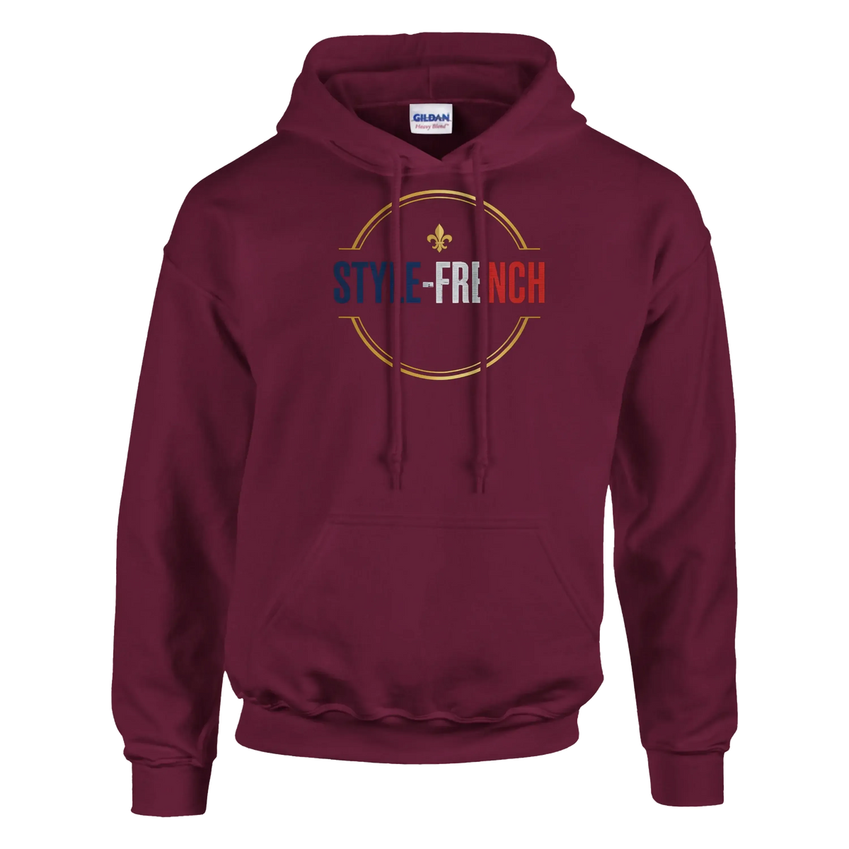 sweatshirt à capuche qualité supérieure France dans une teinte bordeaux avec un design stylistique français.