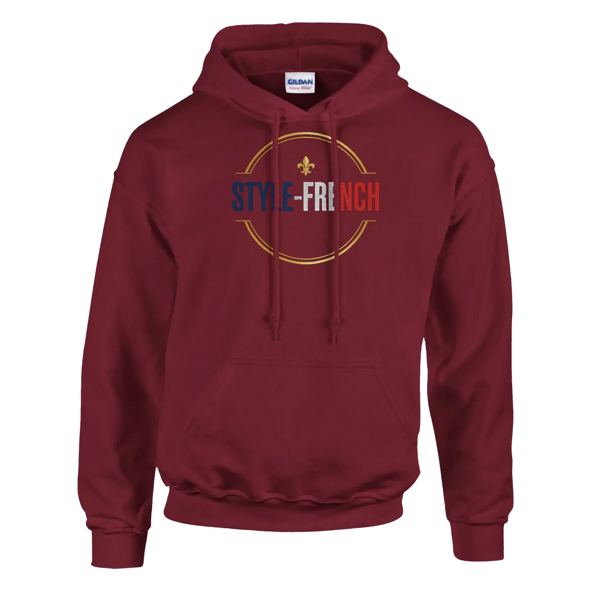 sweatshirt à capuche qualité supérieure France en bordeaux  avec logo "STYLE FRENCH"