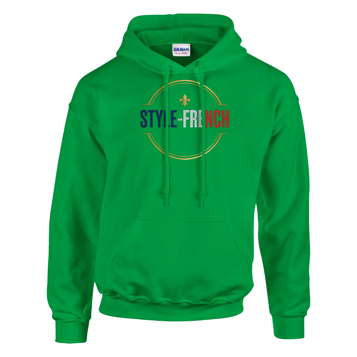 sweatshirt à capuche qualité supérieure France en vert avec inscription STYLE-FRENCH