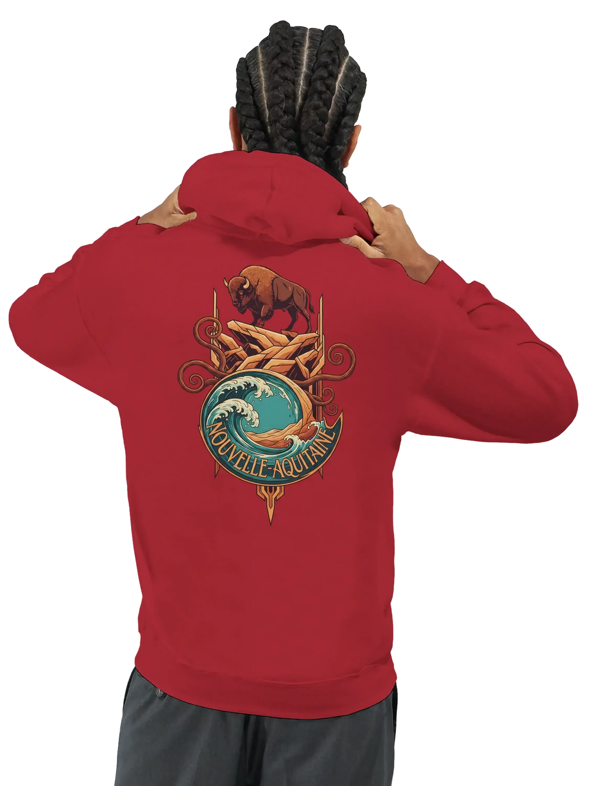 sweatshirt à capuche qualité supérieure France en rouge avec logo STYLE-FRENCH