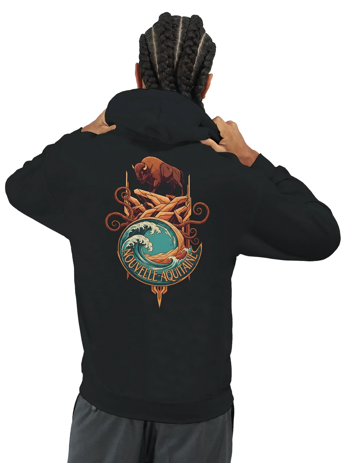 sweatshirt à capuche qualité supérieure France avec design Nouvelle-Aquitaine et motif animal