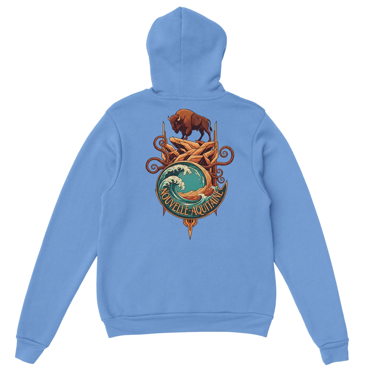 sweatshirt à capuche qualité supérieure France de couleur bleue avec le texte STYLE-FRENCH