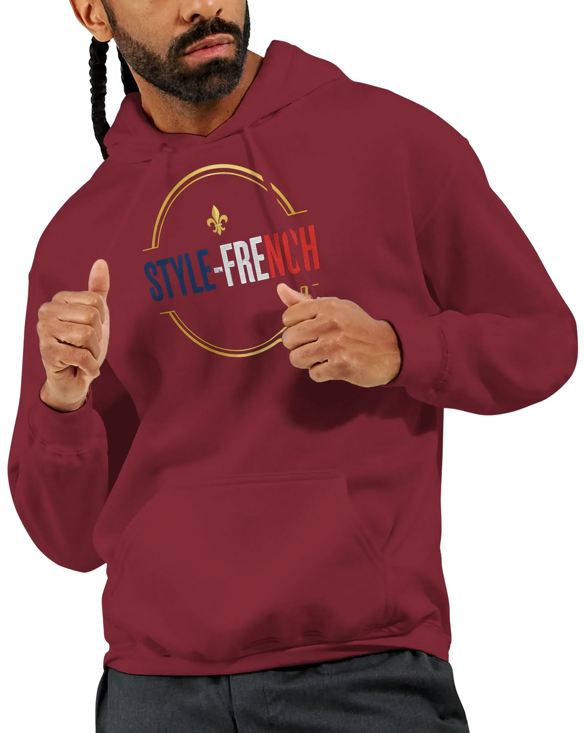sweatshirt à capuche qualité supérieure France en couleur bordeaux avec design STYLE-FRENCH sweatshirt à capuche qualité supérieure France en couleur bordeaux avec design STYLE-FRENCH