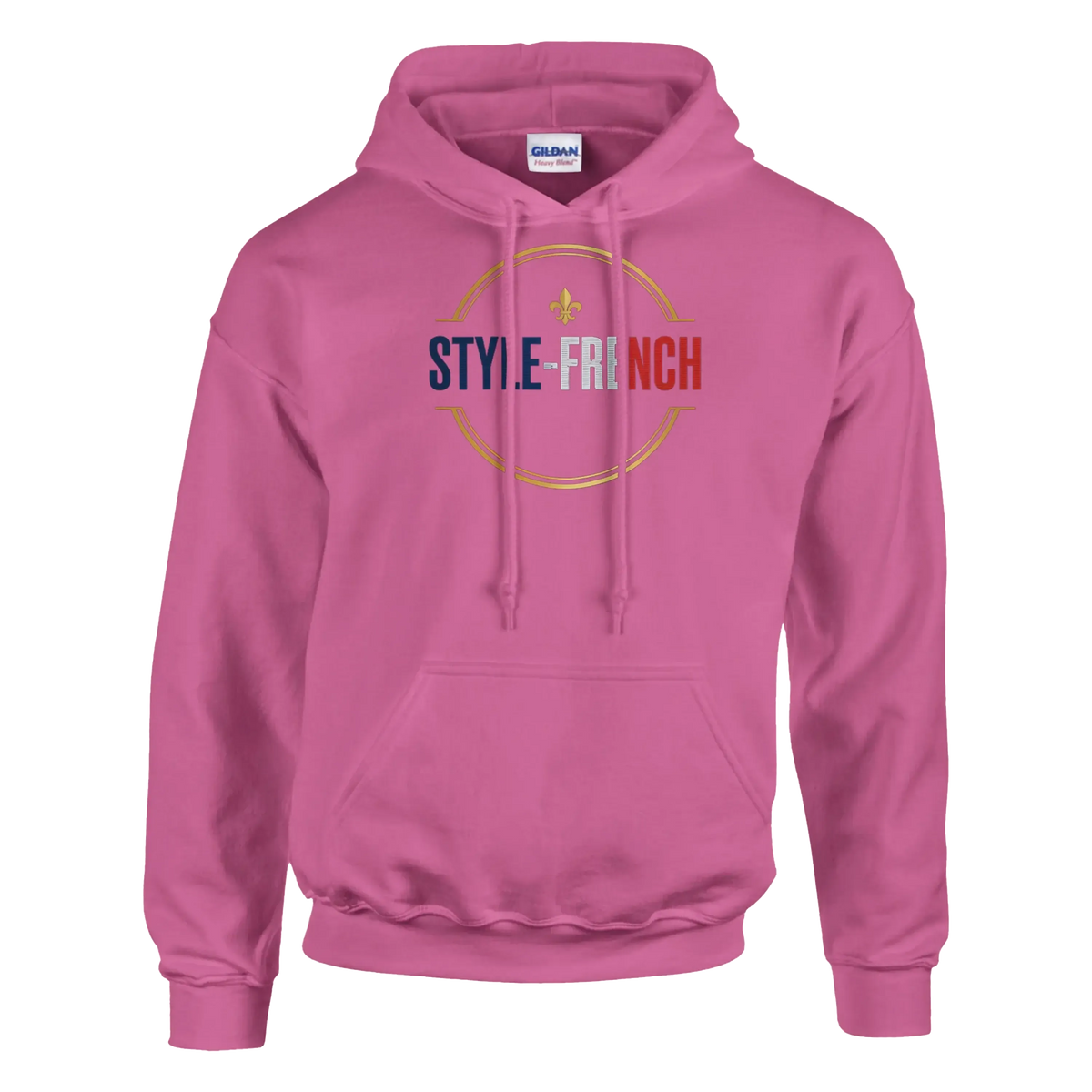 sweatshirt à capuche qualité supérieure France couleur rose avec le texte STYLE-FRENCH