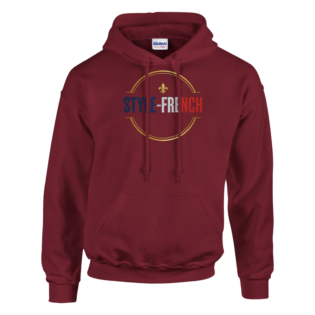 sweatshirt à capuche qualité supérieure France en couleur bordeaux avec design STYLE-FRENCH