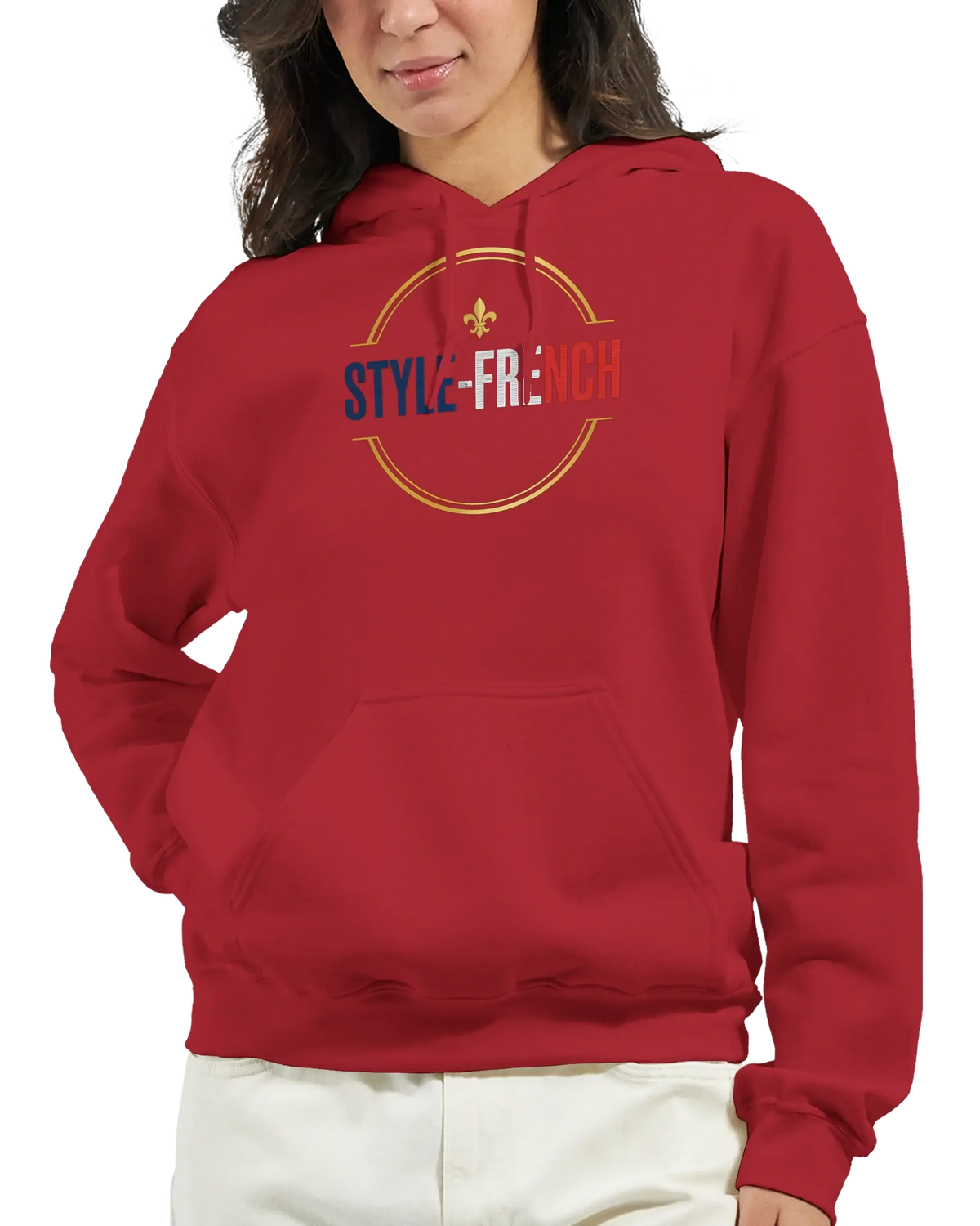 sweatshirt à capuche qualité supérieure France en rouge avec logo STYLE-FRENCH